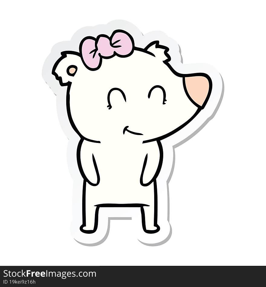 sticker of a female polar bear cartoon