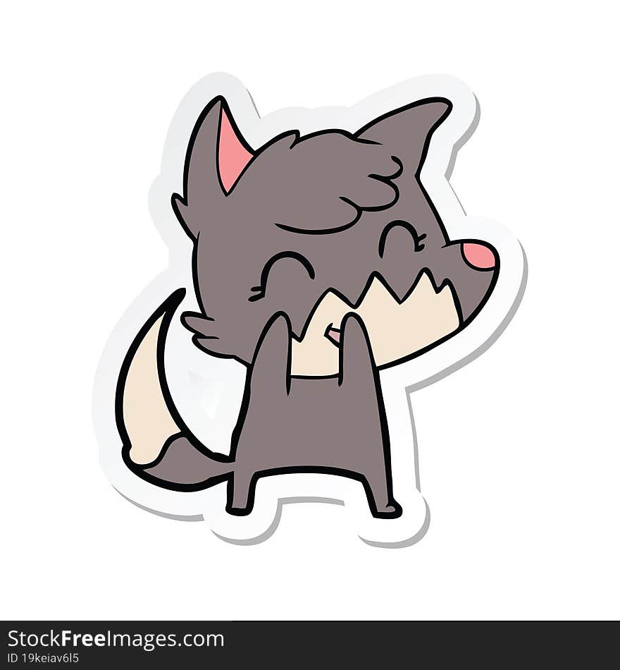 sticker of a happy cartoon fox