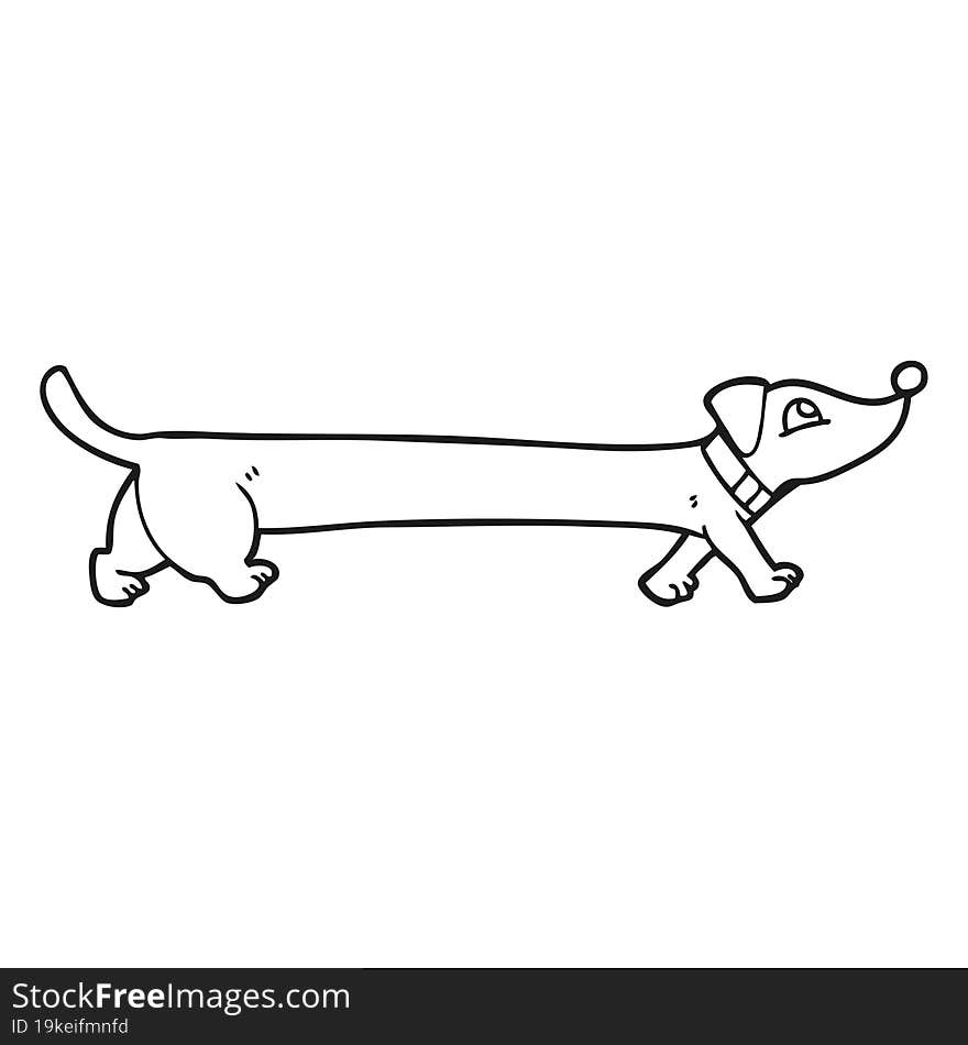 Black And White Cartoon Dachshund