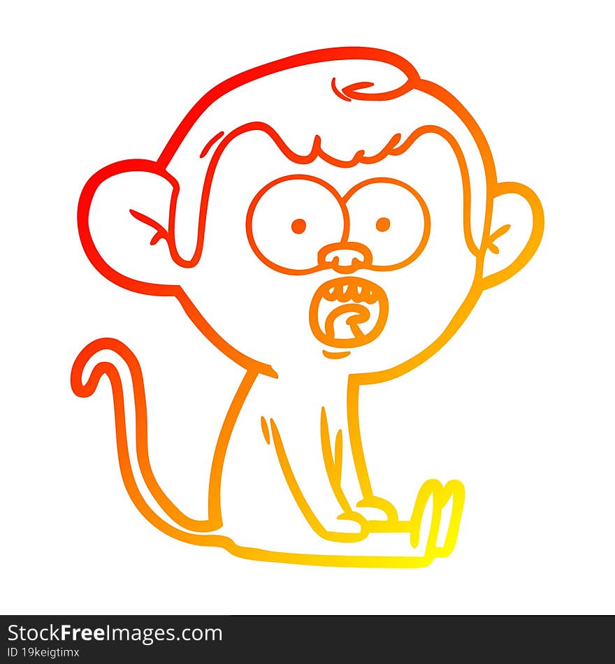 warm gradient line drawing cartoon shocked monkey