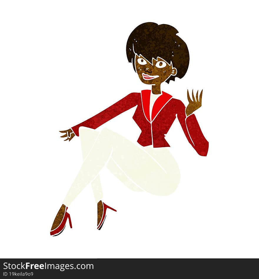 cartoon businesswoman sitting