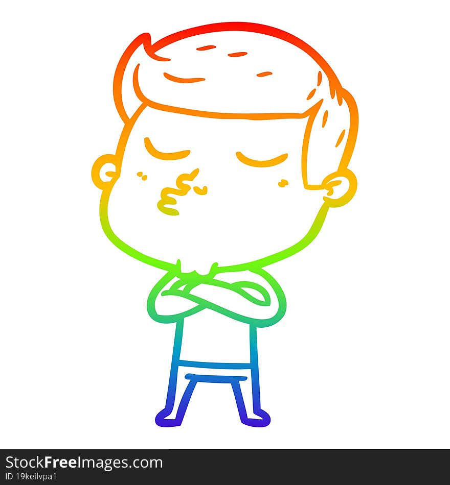 rainbow gradient line drawing cartoon model guy pouting