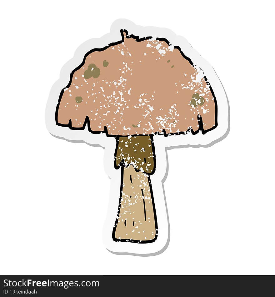 distressed sticker of a cartoon mushroom