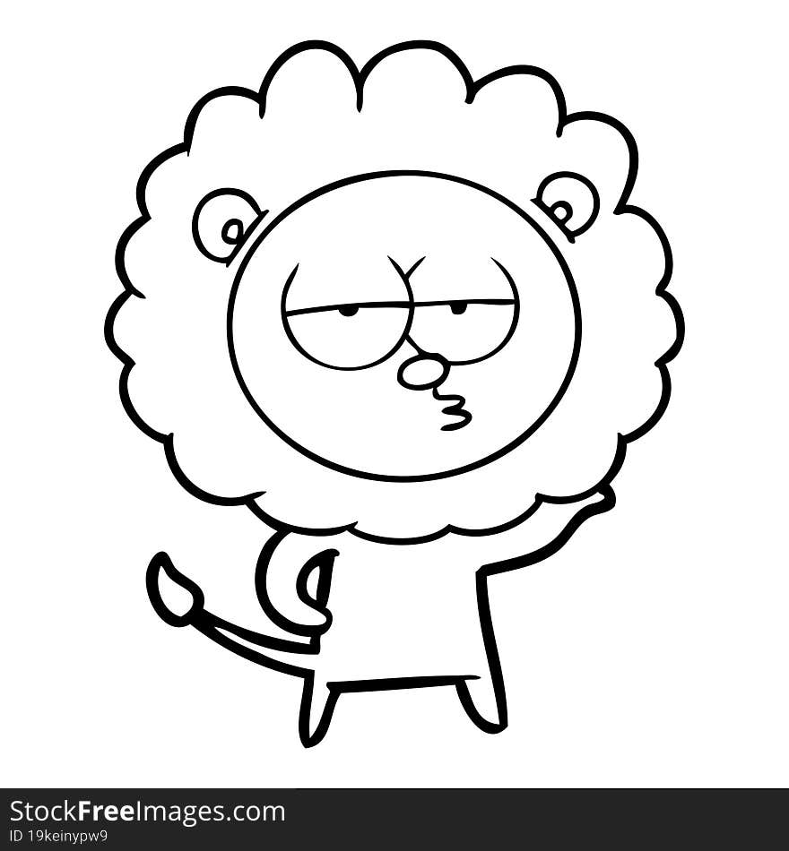 cartoon bored lion. cartoon bored lion