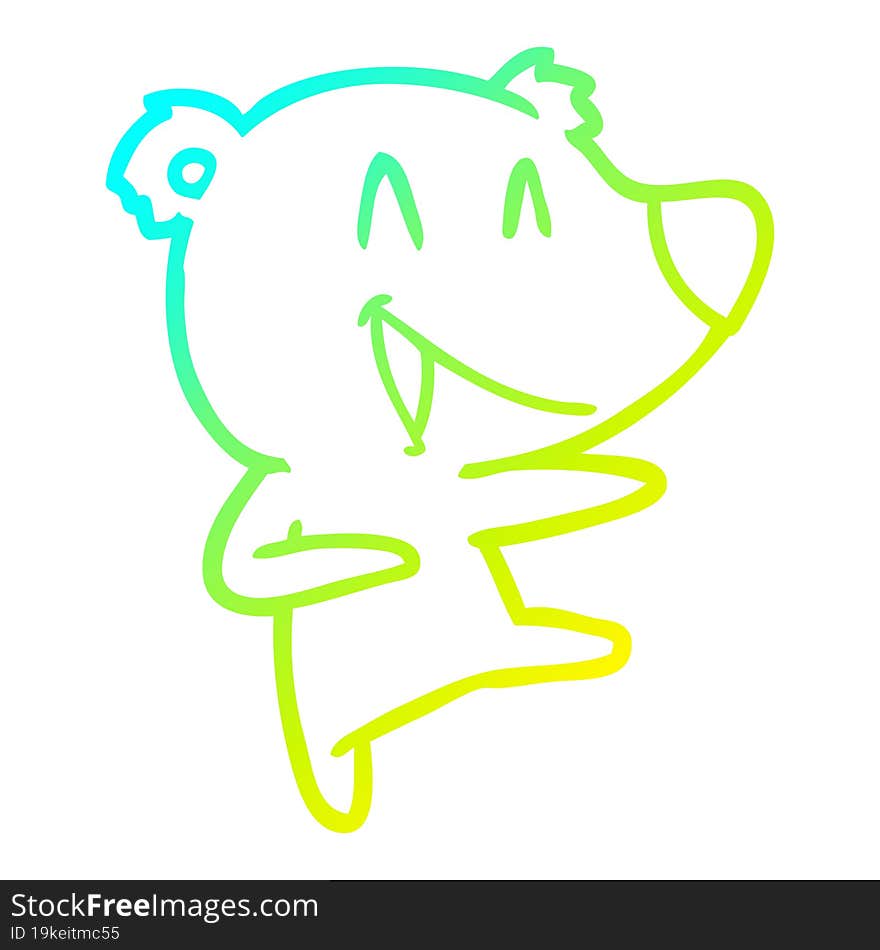 Cold Gradient Line Drawing Laughing Bear Cartoon