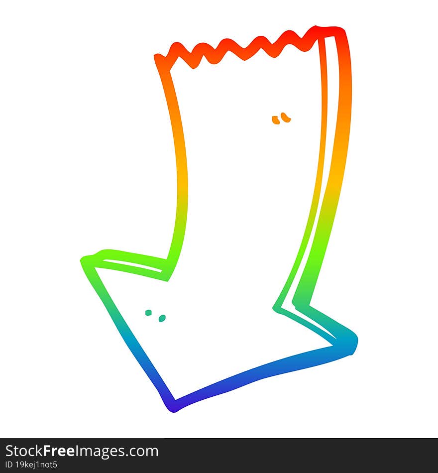 rainbow gradient line drawing cartoon pointing arrow