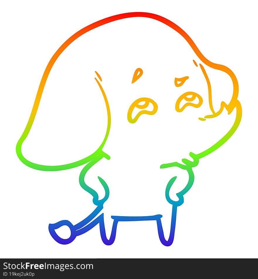 rainbow gradient line drawing cartoon elephant remembering