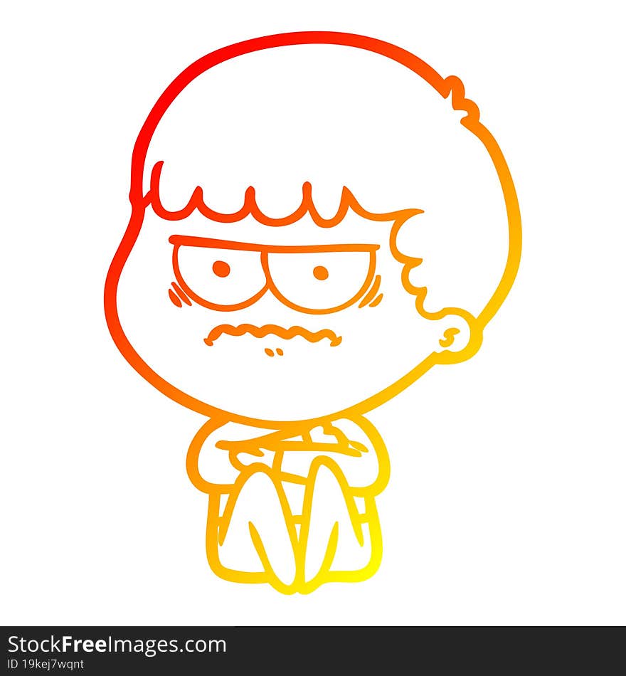 Warm Gradient Line Drawing Cartoon Annoyed Man