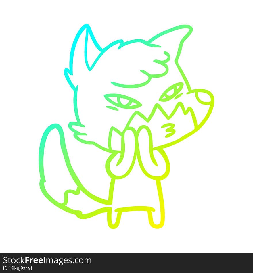 cold gradient line drawing clever cartoon fox