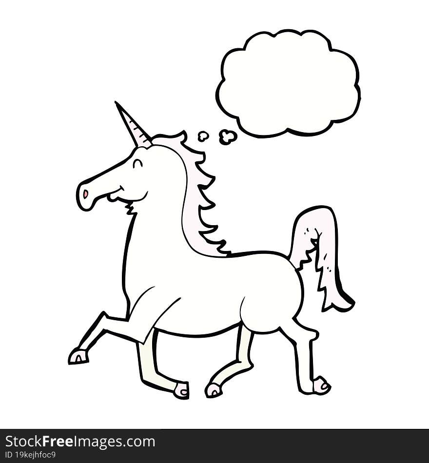 cartoon unicorn with thought bubble