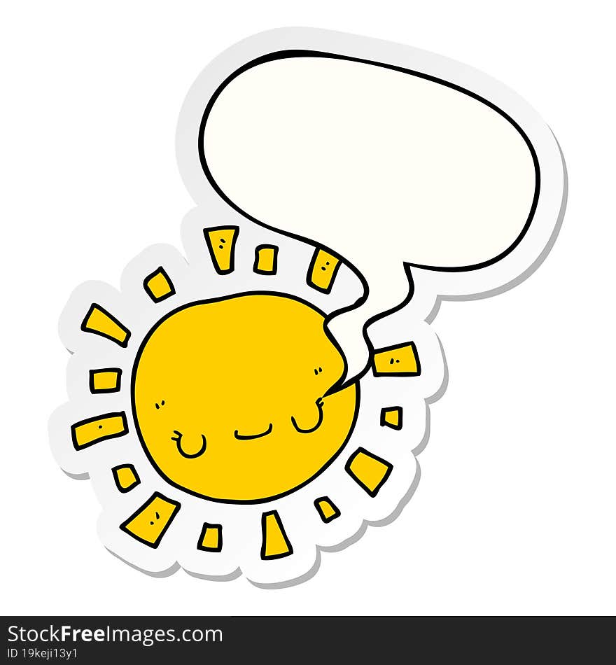 cartoon sun and speech bubble sticker