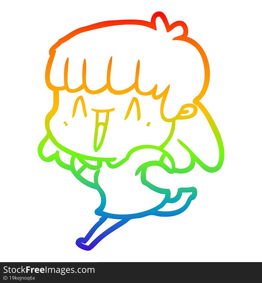 rainbow gradient line drawing of a cartoon woman