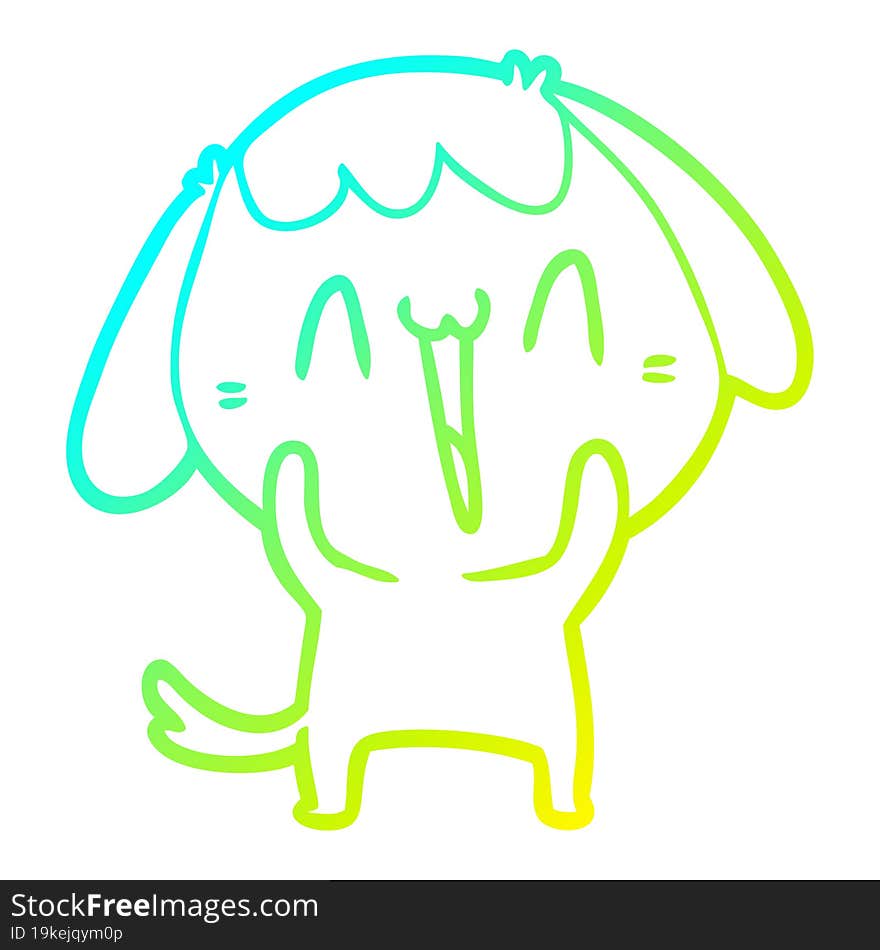 cold gradient line drawing of a cute cartoon dog