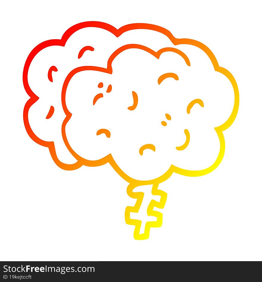 warm gradient line drawing cartoon brain