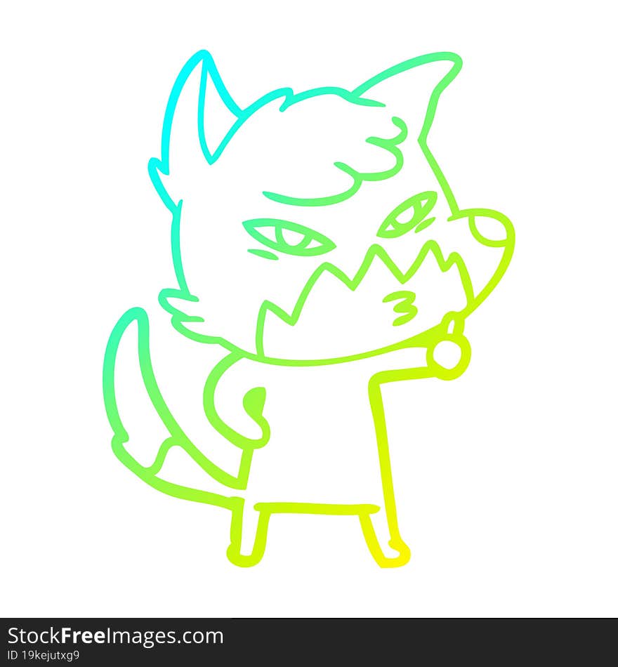 cold gradient line drawing clever cartoon fox