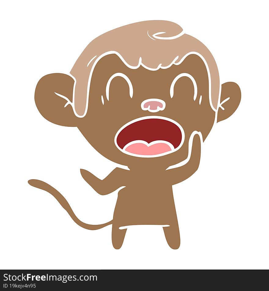 Shouting Flat Color Style Cartoon Monkey