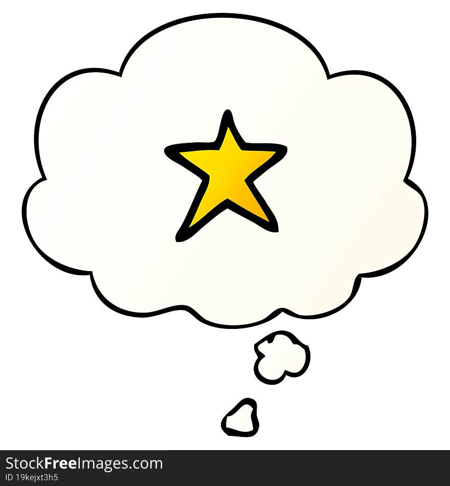 Cartoon Star Symbol And Thought Bubble In Smooth Gradient Style