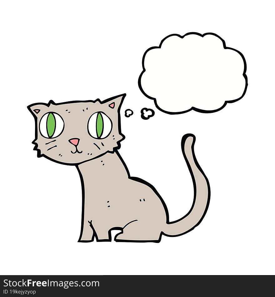 cartoon cat with thought bubble