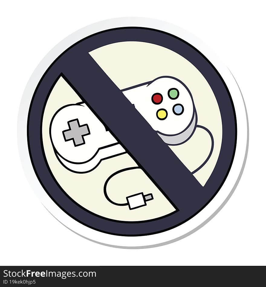 sticker of a cute cartoon no gaming sign