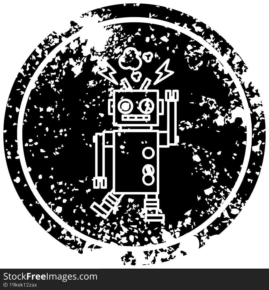 Malfunctioning Robot Distressed Icon