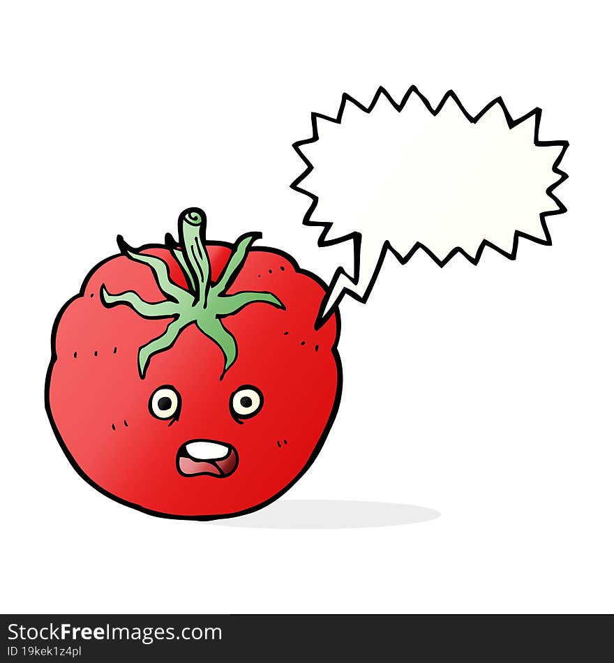 Cartoon Tomato With Speech Bubble