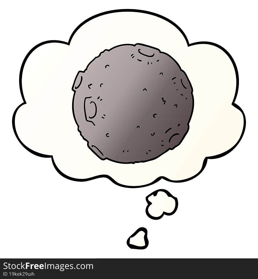 cartoon moon and thought bubble in smooth gradient style