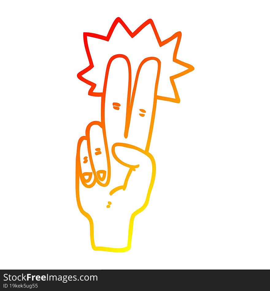 warm gradient line drawing of a cartoon peace sign