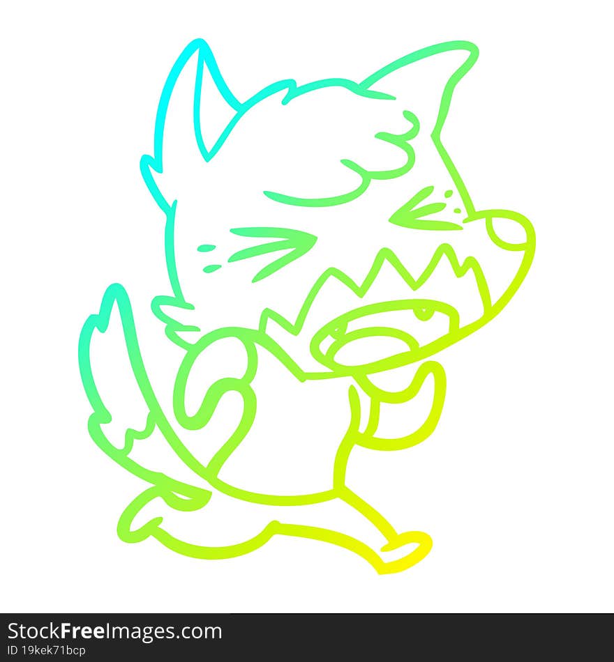 cold gradient line drawing angry cartoon fox running