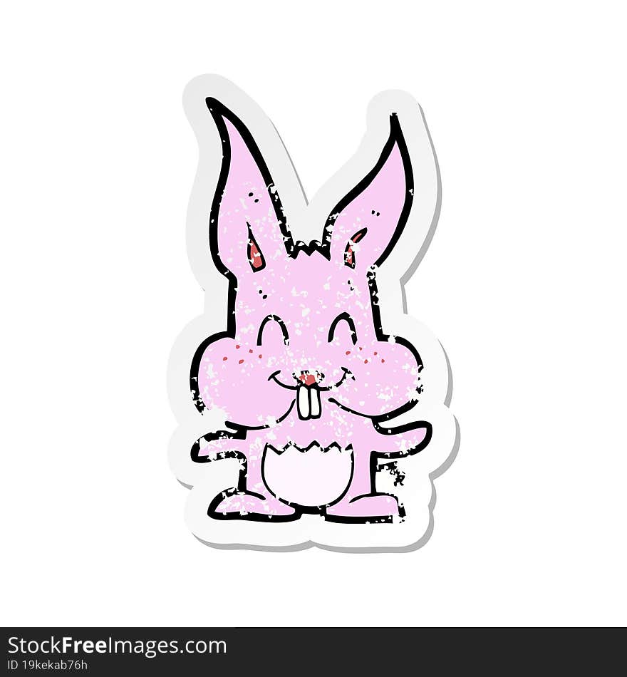 Retro Distressed Sticker Of A Cartoon Rabbit