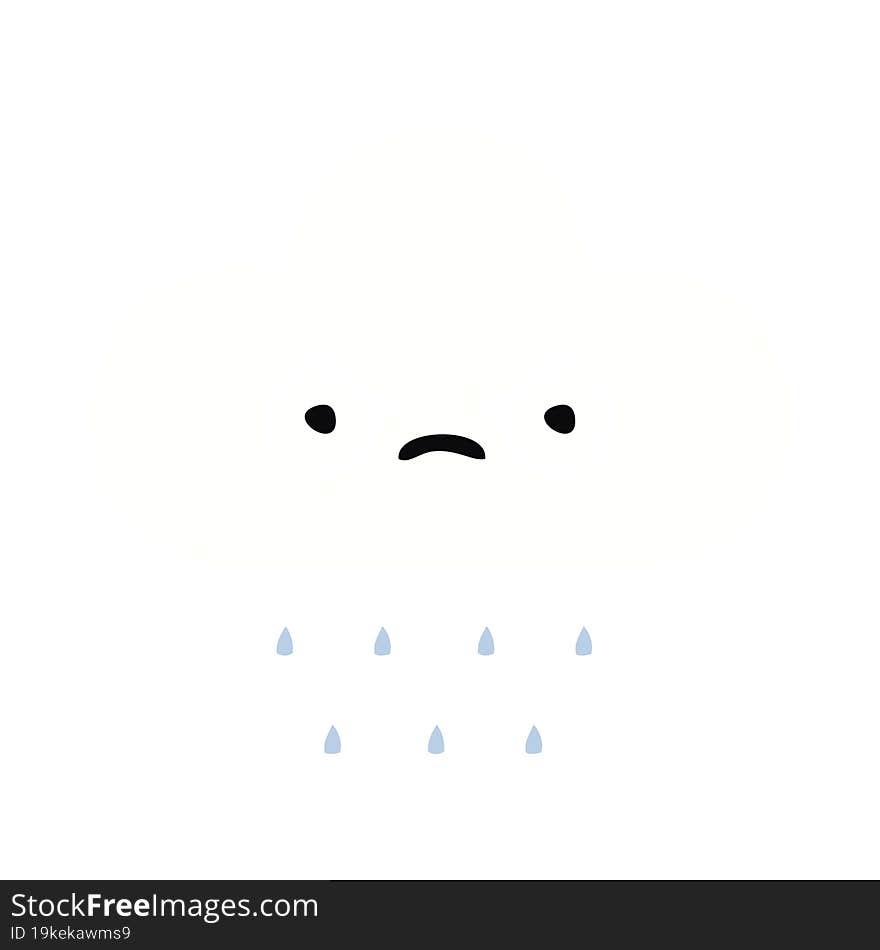 Flat Color Retro Cartoon Rain Cloud