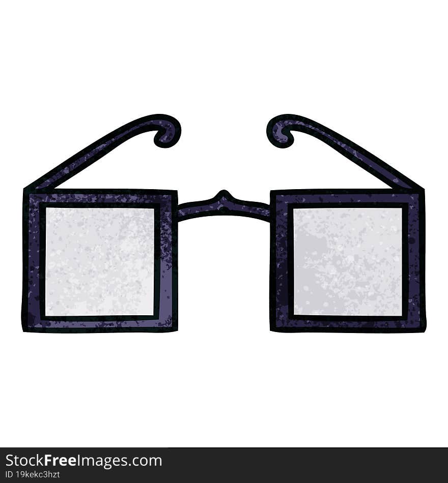 Retro Grunge Texture Cartoon Square Glasses