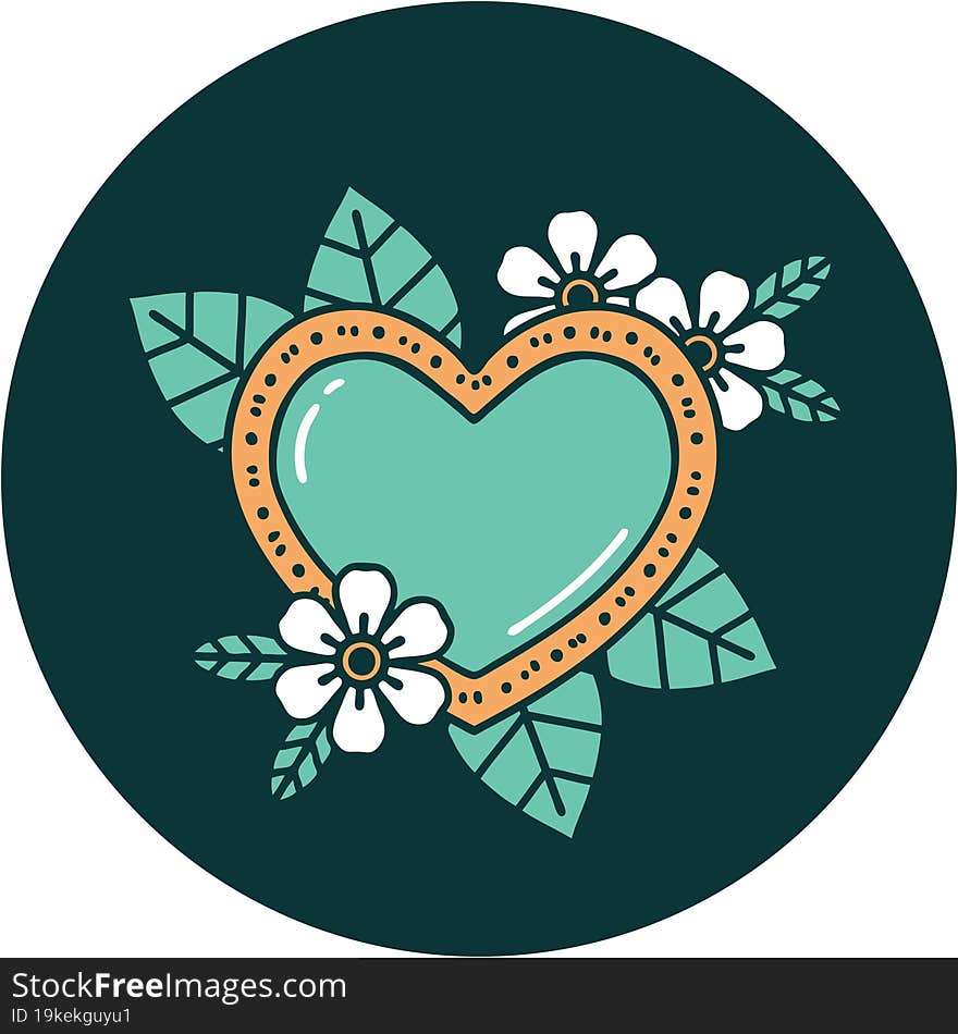 tattoo style icon of a botanical heart