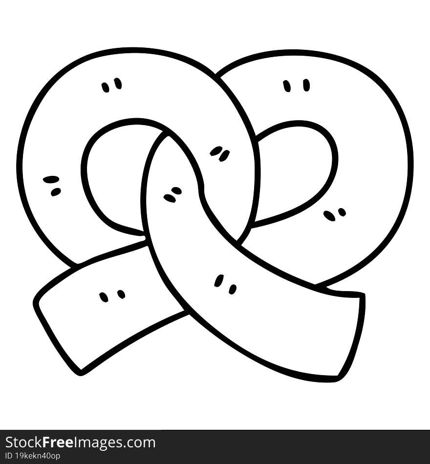 line doodle of a fresh pretzel for you to snack on. line doodle of a fresh pretzel for you to snack on