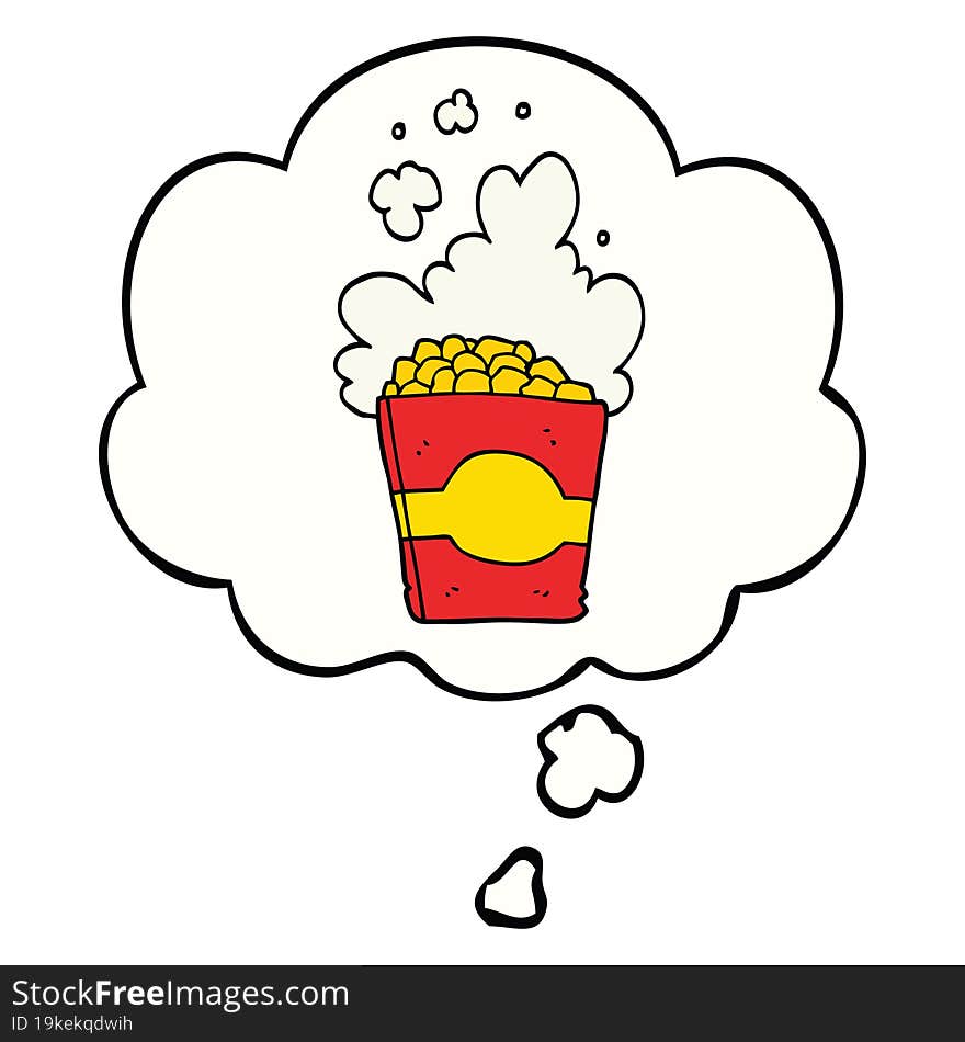 cartoon popcorn and thought bubble