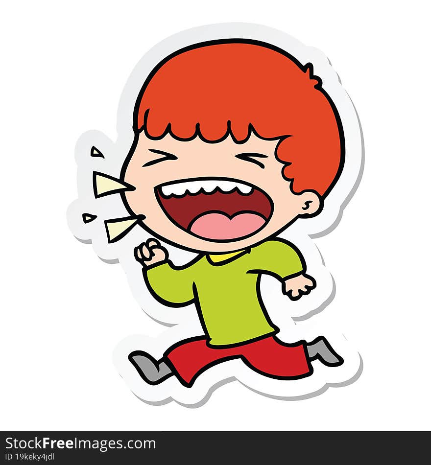 sticker of a cartoon laughing man