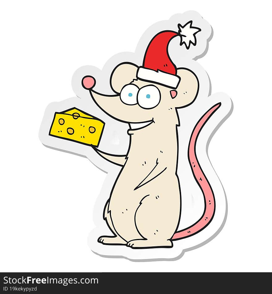 Sticker Of A Cartoon Christmas Mouse