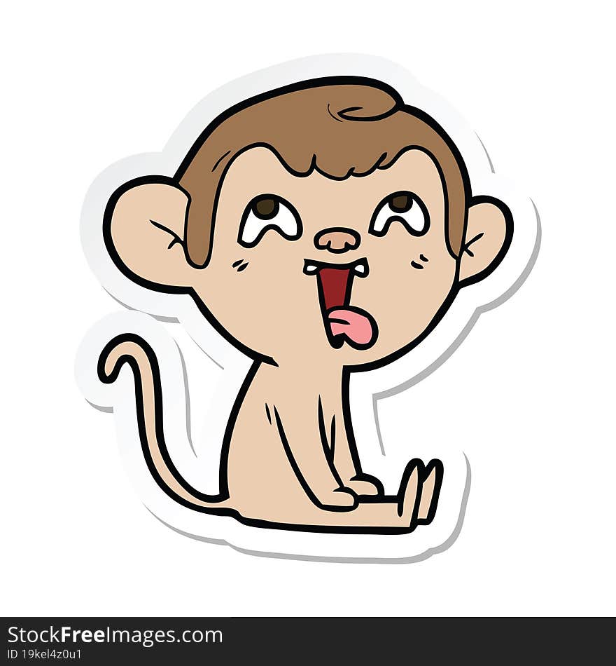 sticker of a crazy cartoon monkey