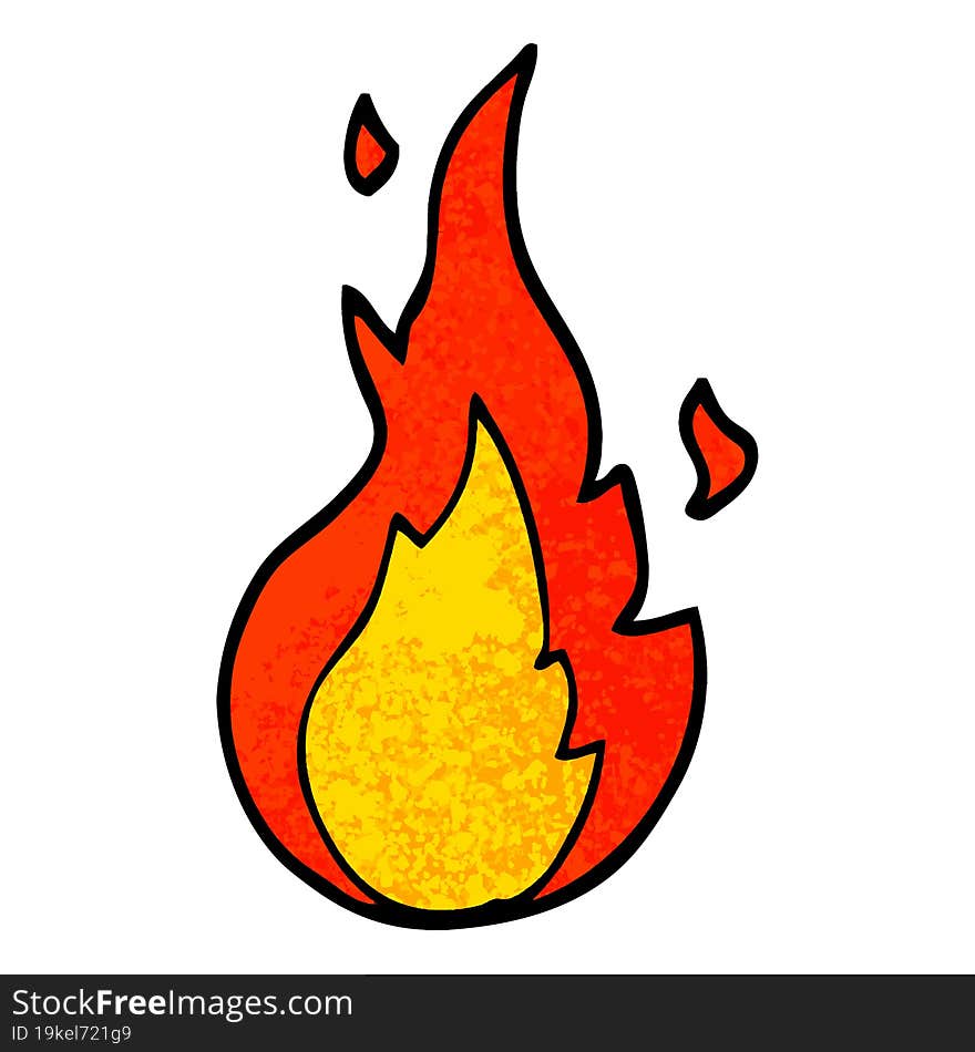 grunge textured illustration cartoon flame symbol