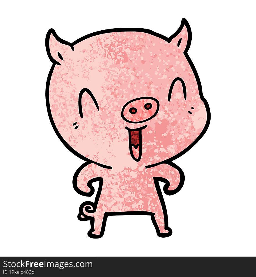 happy cartoon pig. happy cartoon pig