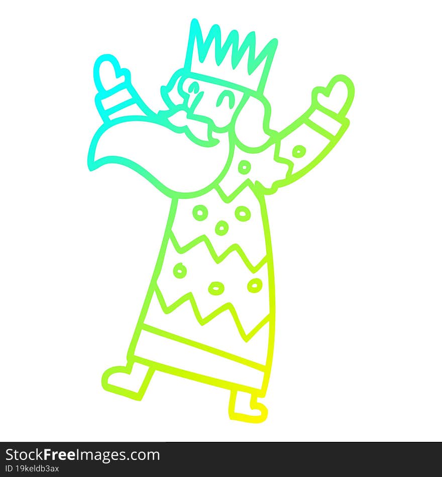 cold gradient line drawing of a cartoon jolly king