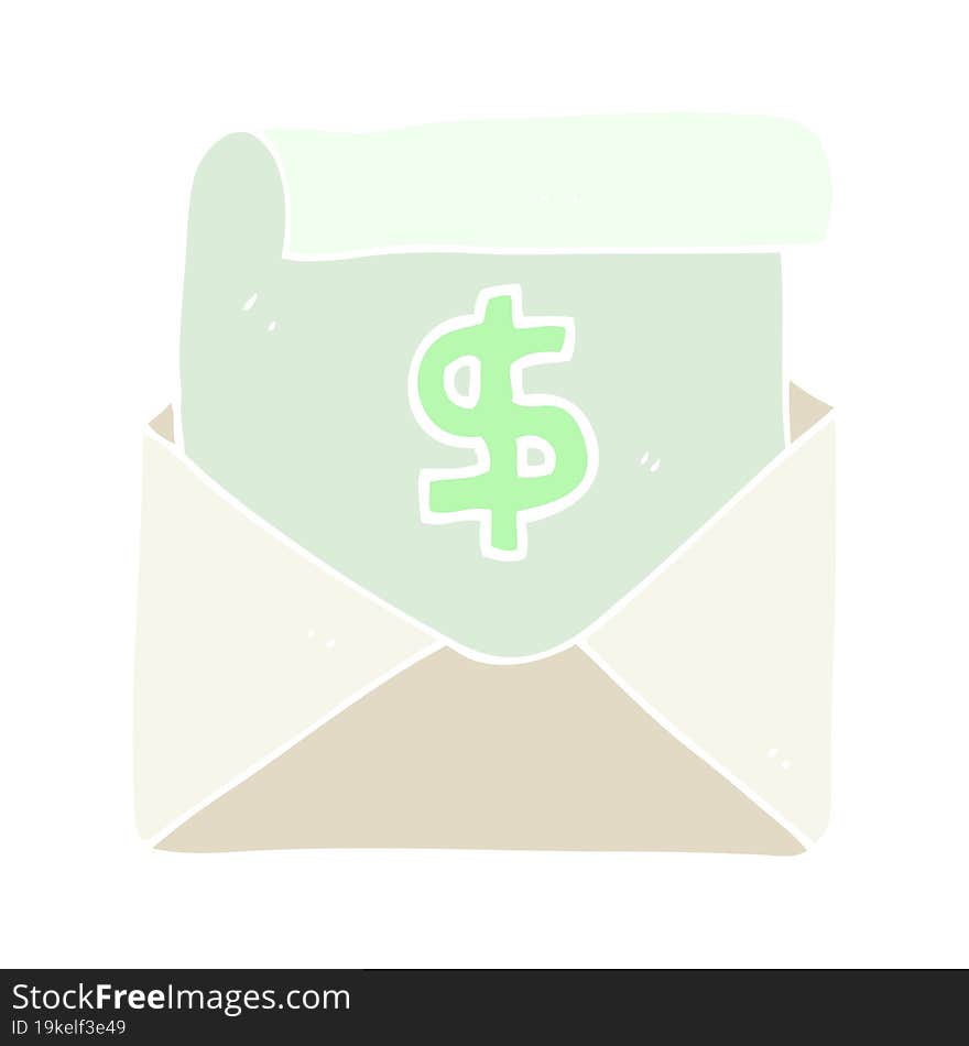 flat color illustration of a cartoon payment letter