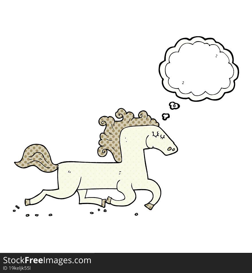 Thought Bubble Cartoon Running Horse