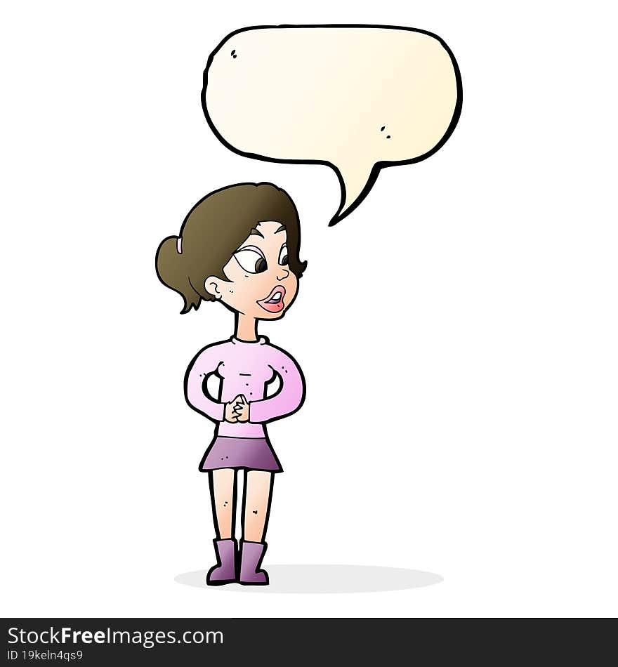 cartoon girl talking with speech bubble