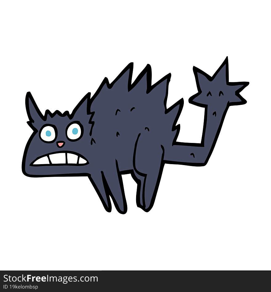 cartoon frightened black cat