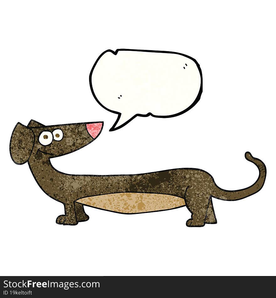 speech bubble textured cartoon dachshund