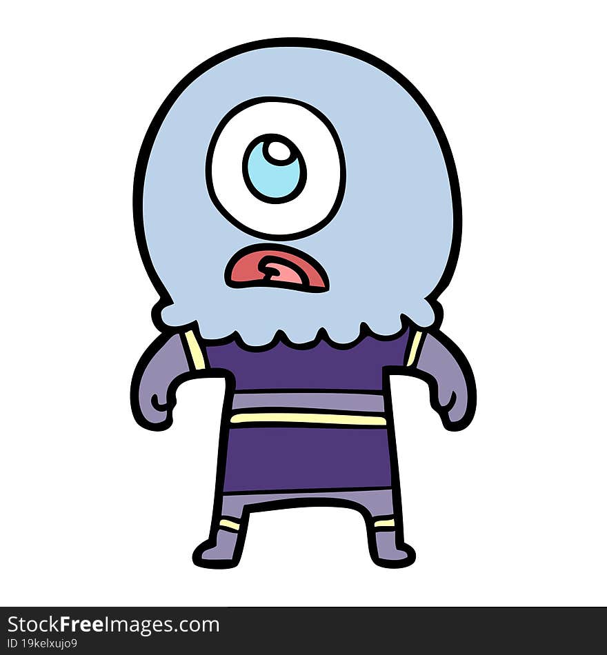 cartoon cyclops alien spaceman. cartoon cyclops alien spaceman