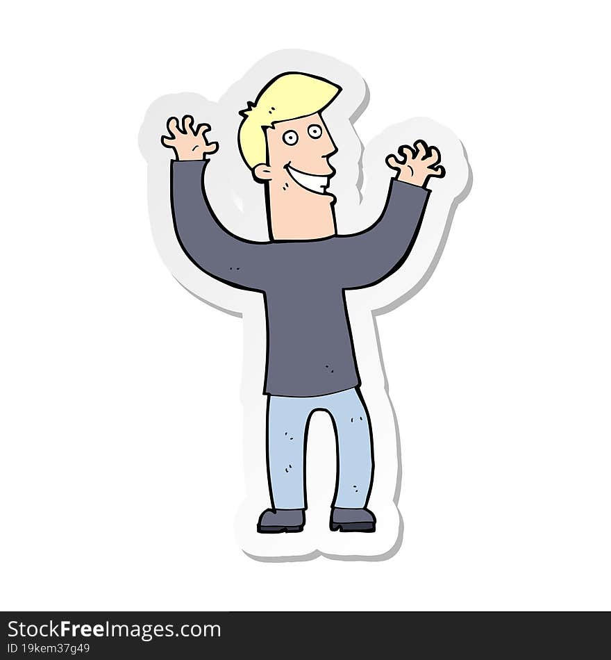 sticker of a cartoon excited man