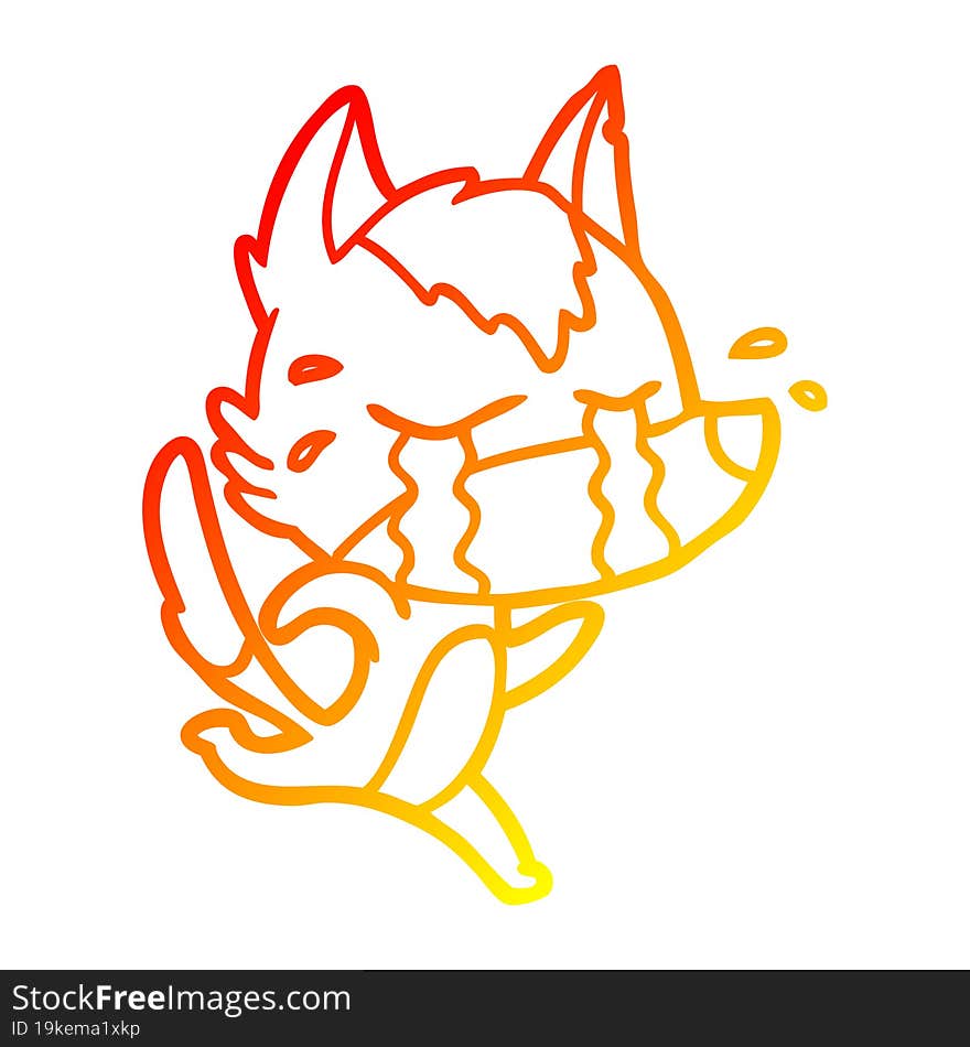 warm gradient line drawing cartoon crying wolf