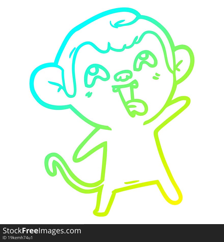 cold gradient line drawing crazy cartoon monkey