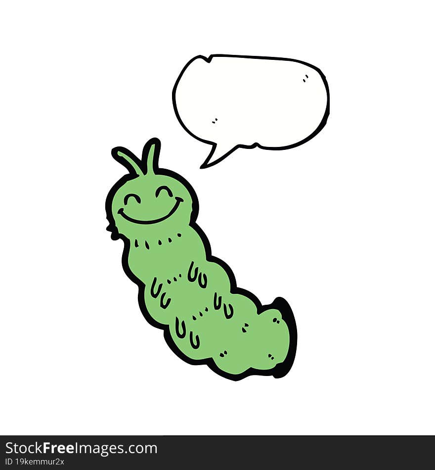 cartoon caterpillar with speech bubble